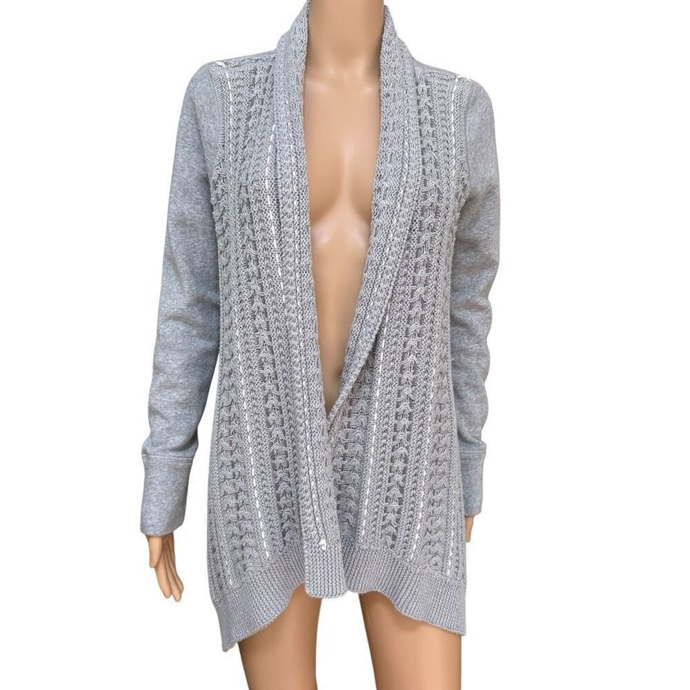 Anthropologie Saturday Sunday cotton blend Open Waterfall Cardigan Gray size S